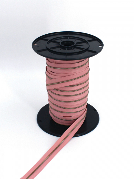 Endlosreißverschluss metallisiert schmal dusty rose/messing-antik (1m)